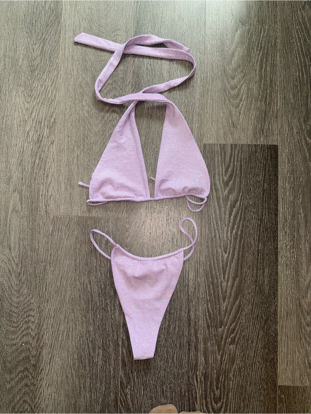 Oh Polly Shimmer Lilac Triangle Bikini
